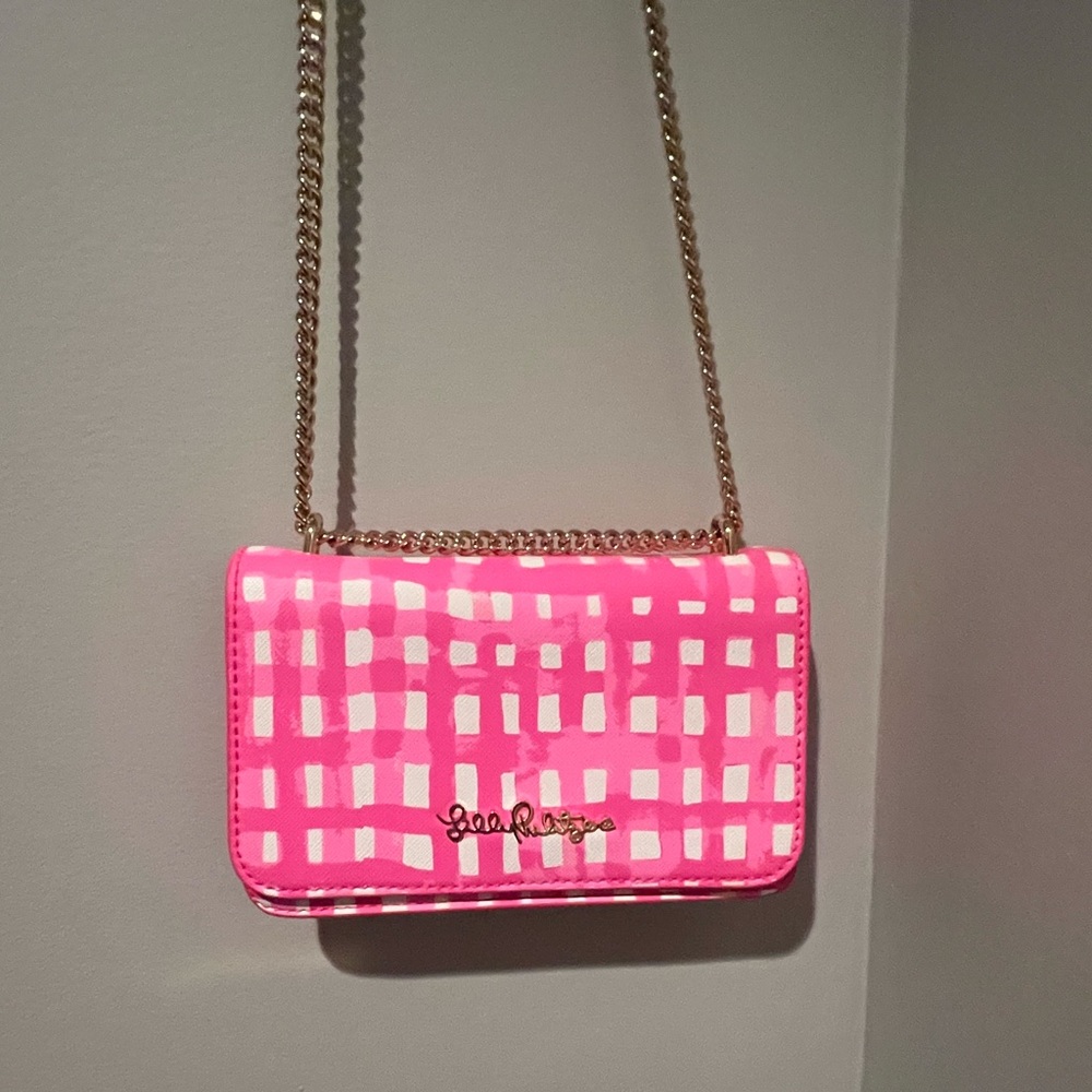 Lilly Pulitzer Pink and White Polka Dot Crossbody Bag